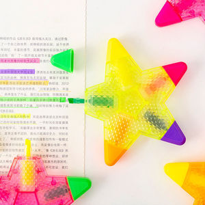 Bán Buôn Sao Năm Cánh Huỳnh Quang Bút Quà Tặng Quảng Cáo Cá Nhân <span class=keywords><strong>Highlighter</strong></span> 5-Màu Đánh Dấu Bút Xiên Bàn Chải Tip Cho Trẻ Em - Product Image 3