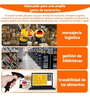 Escáner de Códigos de Barras 2D QR Inalámbrico de 2.4Ghz + Bluetooth + Conexión USB, Lee PDF417, Datamatrix, EAN13, UPC, Código Postal32