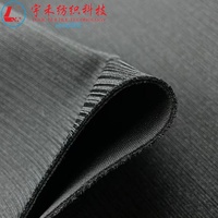 Tela de punto elástica de doble capa con rayas verticales brillantes en un lado, tejido de capa de aire teñido, poliéster y elastano, tela saludable para forro y cubiertas.