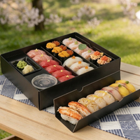 Scatola Bento per Sushi di Grado Alimentare all'Ingrosso con Vasetto per Salsa, Stile Cassetto, Confezione da Asporto per Ristoranti di Sushi e Catering