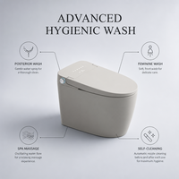 WC intelligent allongé moderne avec télécommande, drainage S-Trap et P-Trap, siège chauffant, chasse d'eau silencieuse