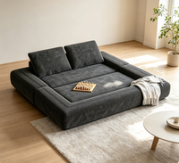 Modulares Modernes Bodensofa Sektionales Sofa Cord Niedrigprofiliges Sofaset Breite Armlehne Abnehmbare Rückenkissen Schlafzimmer Outdoor