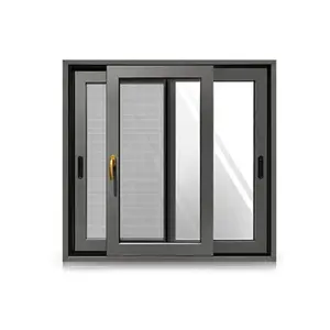 Ventana deslizante de aluminio y vidrio doble, nuevo diseño, con accesorios de hardware