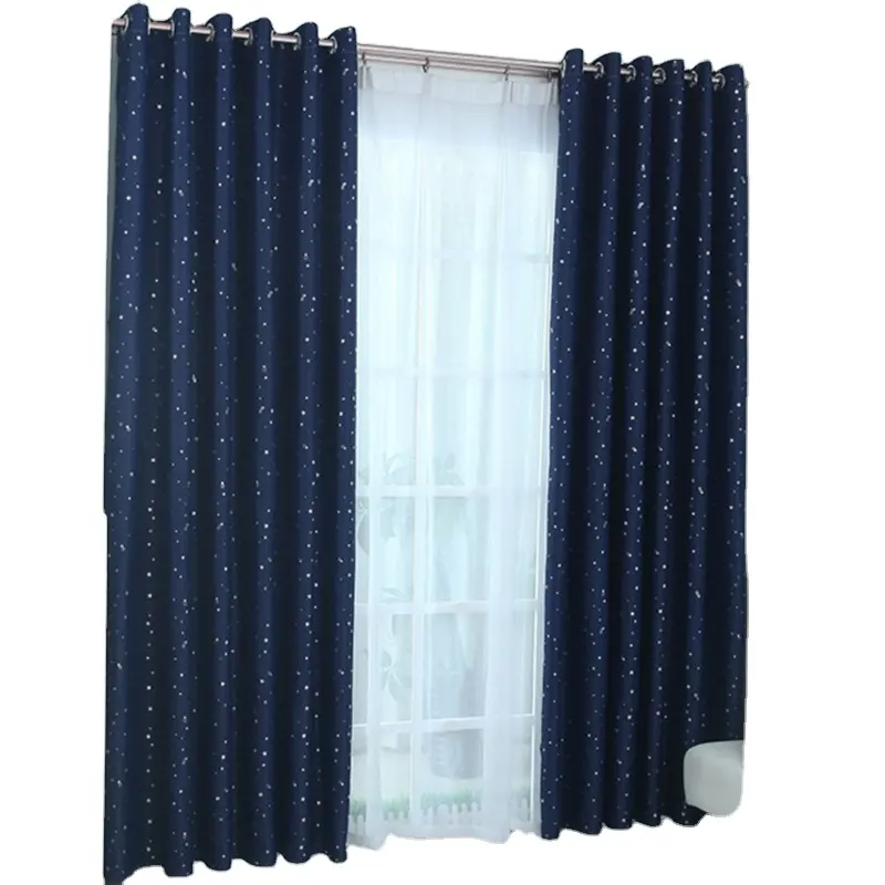 Amazon Bedroom Korean Solid Color Curtains Manufacturers Supply Full Blackout Curtains, Star Hot Silver Bead Rope Flat Window