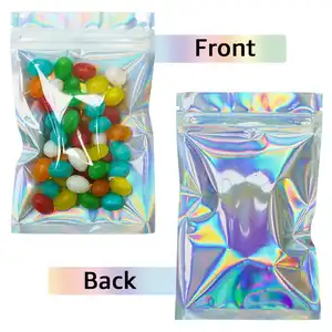 mylar bags 3.5g smell proof custom printed holographic mylar bags with window