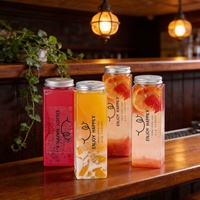 Botellas Cuadradas PET Personalizadas de 400ml 500ml (14oz 16oz) con Tapa de Rosca de Aluminio, Frascos de Plástico para Jugo, Té de Burbujas, Refrescos, Smoothies y Bebidas Frías