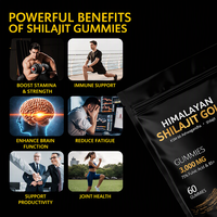 Bonbons gélifiés au Shilajit de marque privée, fibres alimentaires, Shilajit pur de l'Himalaya, supplément de santé, gommes au Shilajit