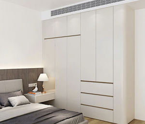 Armario Esquinero Moderno en Forma de L Personalizado con Pared de Vidrio y Madera, Instalación en el Suelo para Almacenamiento en el Dormitorio - Product Image 2