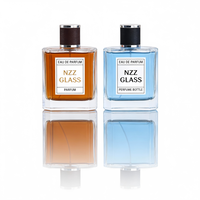 Flacons de parfum de luxe en verre en gros, base épaisse, logo personnalisé, estampage à chaud doré, vaporisateur pompe, tailles 100 ml/50 ml, solutions d'emballage