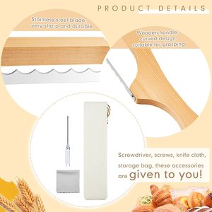 Wooden <b>bread</b> slicer, biscuit knife, serrated <b>bread</b> knife, simple baking solid wood <b>bread</b> <b>cutter</b>, kitchen tool - Product Image 4