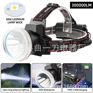 Lampe frontale LED rechargeable haute intensité, lampe de poche d'extérieur, lampe de pêche nocturne, lampe minière, source de lumière blanche - Product Image 5