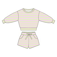 Ensemble sweat-shirt et short rayé personnalisé pour filles, col rond, manches raglan longues, haut court, tenue décontractée pour enfants, printemps