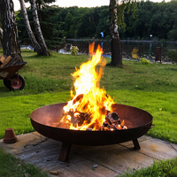 Brasero en acier multi-usage pour jardin et camping, foyer extérieur moderne avec structure métallique en acier Corten, carbone et acier inoxydable, design personnalisé pour balcon