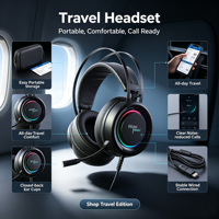 Microphone HD OEM ODM, casque filaire USB RGB stéréo 3D EK05 pour téléphone portable