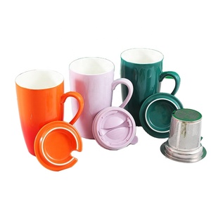 Các loại màu sắc tùy chỉnh 16oz cao đầy màu sắc gốm du lịch cup sứ Tea <span class=keywords><strong>Mug</strong></span> với Infuser và nắp - Product Image 3