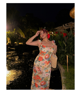 Vestido largo de verano de talla grande <span class=keywords><strong>para</strong></span> mujer con curvas, ligero, ajustado, con figura, favorecedor, estampado Floral Retro, hasta el suelo, <span class=keywords><strong>para</strong></span> playa - Product Image 3