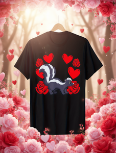 T-shirt grafica San Valentino Skunk Red Roses da uomo, manica corta, girocollo, vestibilità ampia, tessuto in maglia casual, elasticità media - Product Image 2