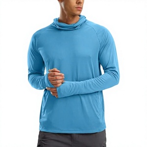 Camisa de Pesca con Capucha para Hombre, Manga Larga, Protección Solar UPF 50, Secado Rápido, Color Sólido, Estilo Pullover - Product Image 1