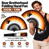 Éventail pliable drapeau arc-en-ciel Pride 33 cm (13 pouces) en plastique, bois et bambou, personnalisé pour collectes de fonds, avec impression personnalisée, type Clack Fan