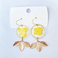 Nouveau Simple Style Punk Art abstrait géométrique boucles d'oreilles vraie fleur pressée avec crochet de visage mode goutte oreille bijoux