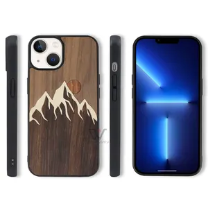 Popular Custom Design Engraving Wooden Mobile Phone For iPhone 14 Pro Max Case Accessories