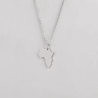 Collier Hip Hop Carte d'Afrique en Acier Inoxydable Vierge, Pendentif Carte d'Afrique Gravée avec Nom