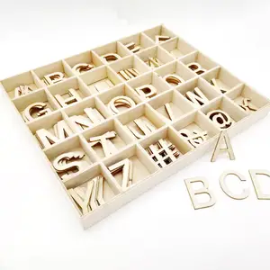 Symbolen Alfabet Letters Box Fabriek Groothandel Hout Ambachten Decor A-Z Houten Opslag Houten Met 30 Raster Decoratie Souvenir