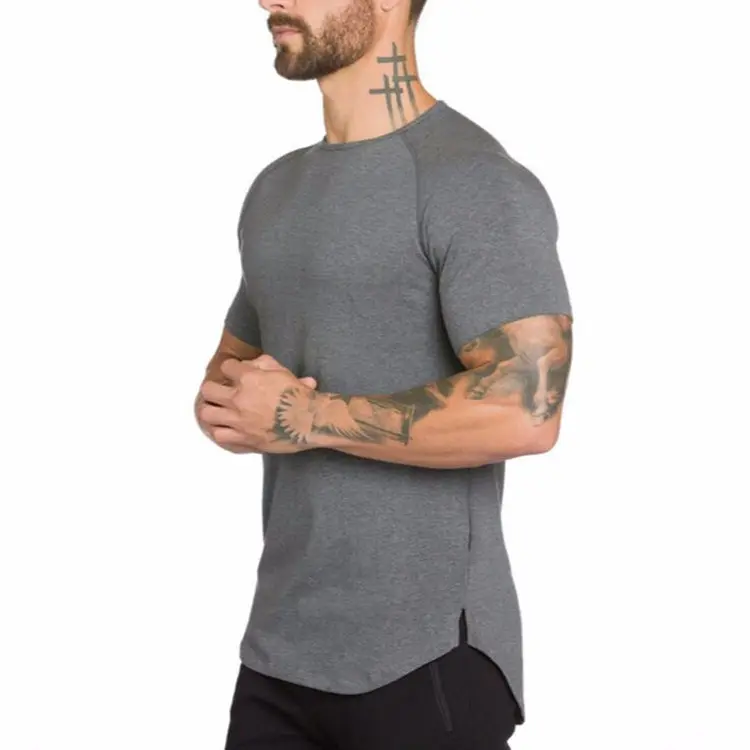Kaus katun untuk pria musim panas kaus polos lengan pendek untuk dijual kaus kebugaran lari kaus Fit kering pria olahraga Gym