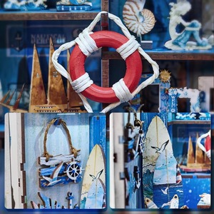 Hamaileon Coin de la Mer, Artisanat en Bois DIY, Scène Miniature, Ornement en Bois 3D, <span class=keywords><strong>Maison</strong></span> de Style Méditerranéen, Décoration de Bureau, Cadeau - Product Image 3