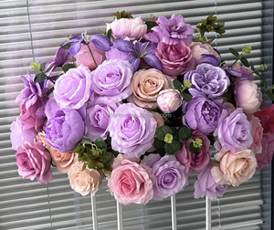 جودة عالية 60 أو أرجواني وردي حرير طراز حديث باقة زفاف صناعية ديكورات طاولة حفلات زفاف قطع مركزية - Product Image 5