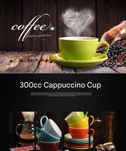 Juego de Taza <span class=keywords><strong>y</strong></span> Platillo de Cerámica Colorida de 300 ml para Café Capuchino, Taza para Latte con Diseño de Boca Ancha, Estándar para Competencias de Barista, Logotipo Personalizado - Product Image 2