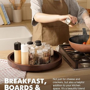 Rotating Wooden Tray Round 4-7 Compartments <b>Kitchen</b> Storage Shelf For Spices And Food Standing Type - Product Image 2