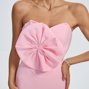 Verified Seller for Ladies High Quality Sleeveless <b>Strap</b> Bandage Dress Off the Shoulder Pink Evening Gown Dress Elegant - Product Image 1