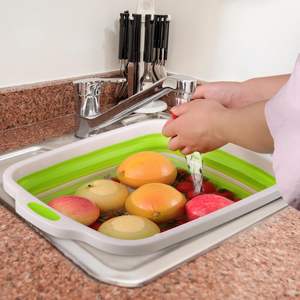 8L Collapsible Tub with Clasp <b>Large</b> <b>BBQ</b> Prep Tub Camping Foldable Collapsible Chopping Blocks Cutting Board - Product Image 2