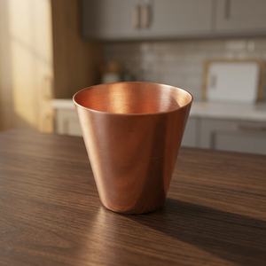 Handmade Pure Copper Plain Glass Tumblers 100ml in <b>V</b> Shape Contemporary Design for Home & Restaurant Use - Product Image 3