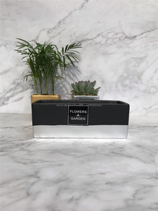 rectangulaire or détails en argent <span class=keywords><strong>noir</strong></span> blanc pots de fleurs de ciment béton succulente planteur - Product Image 3