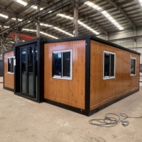 Maison Modulaire Pliante de Luxe de Haute Qualité, 2-3 Chambres, Maisonnette Préfabriquée Mobile, 20ft 30ft 40ft, Extensible, Utilisation Commerciale, Acier Sandwich