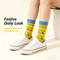 Chaussettes en coton jacquard unisexes pour Noël, motif Père Noël, chaussettes de mode contrastées pour les fêtes, logo personnalisé OEM