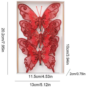Ornements de Noël en plastique multicolores scintillants en forme de papillon 2026 - Product Image 2