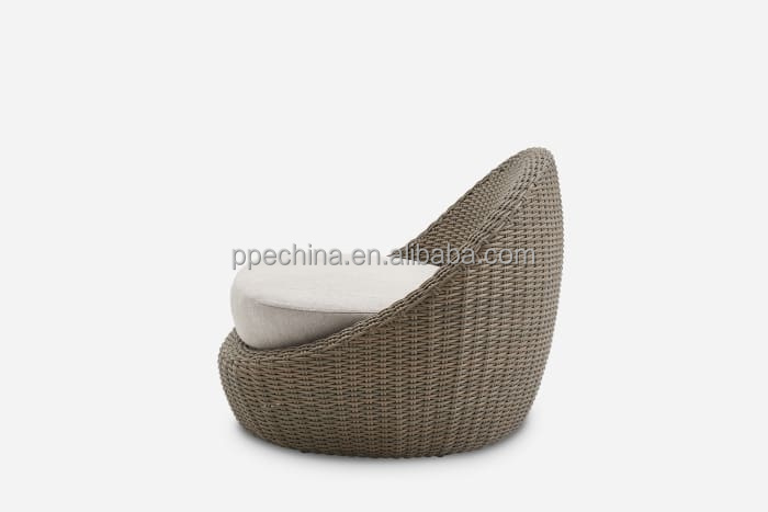 Modern comfortable outdoor chair natural rattan woven solid wood leisure single sofa chair side chair