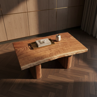 Table Basse Moderne en Bois Massif à Bord Brut, Robuste et Écologique, Polyvalente pour Bar à Domicile et Salle à Manger, Plateau en Bois de Qualité 1,0 m