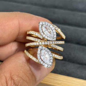 Anello a croce marquise bicolore da donna, stile palazzo a strati, accessorio per dita alla moda primaverile, idea regalo - Product Image 3