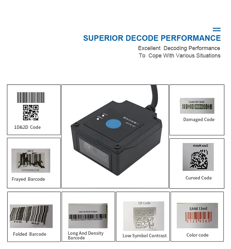 EDOO USB RS232 2D QR Industry supporto fisso OCR MRZ tornello chiosco passaporto modulo lettore Scanner di codici a barre