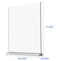 Support de signalisation en acrylique personnalisé 8,5x11 pouces, lot de 3, support de présentation de bureau double face en forme de T vertical pour restaurant et bureau
