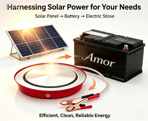 Cuisinière électrique solaire Amor Solar : Réchaud fiable alimenté par batterie 12V pour le camping, les camping-cars et les situations d'urgence - Product Image 6