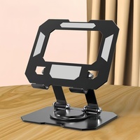 Support d'ordinateur portable pliable et portable, réglable et rotatif, en acier au carbone, avec rangement pour la maison et le bureau