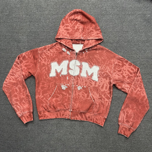 Nouveaux sweats à capuche pour hommes surdimensionnés avec fermeture éclair, style hip-hop, broderie usée, strass, impression DTG personnalisée, sweats en molleton français - Product Image 2