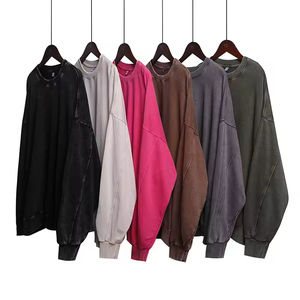 Sweat-shirt oversize rétro délavé effet vieilli anti-boulochage 360g Polyester/Coton Col vieilli Épaules larges tombantes - Product Image 1
