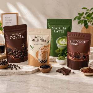 ถุงกาแฟแบบตั้งได้พร้อมซิปล็อค พิมพ์โลโก้ได้ตามต้องการ บรรจุภัณฑ์อาหารและเครื่องดื่ม ถุงไมลาร์ก้นแบน สีดำ มีวาล์ว - Product Image 1
