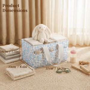 Bolsa de Pañales Portátil para Coche, Organizador Floral para Pañales, Cesta de Almacenamiento para Guardería, para Cambiador, Toallitas y Ropa de Bebé - Product Image 3